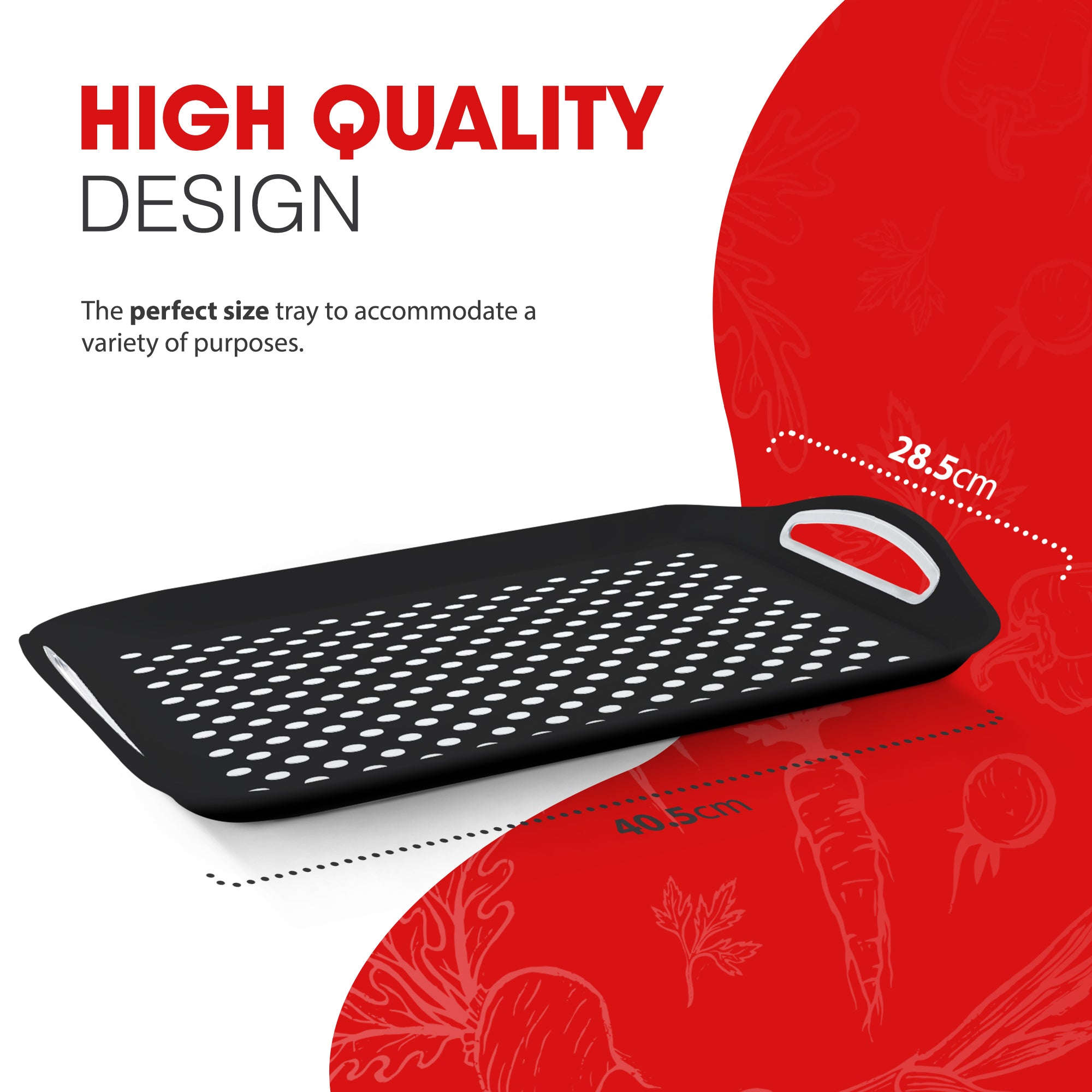 Essen 3-Pack Serving Tray Set – Non-Slip Lap Boards with Grip Handles, Ideal for Food Prep, Tea, Breakfast in Bed – Plastic Tray for Stable Dining – Dishwasher Safe