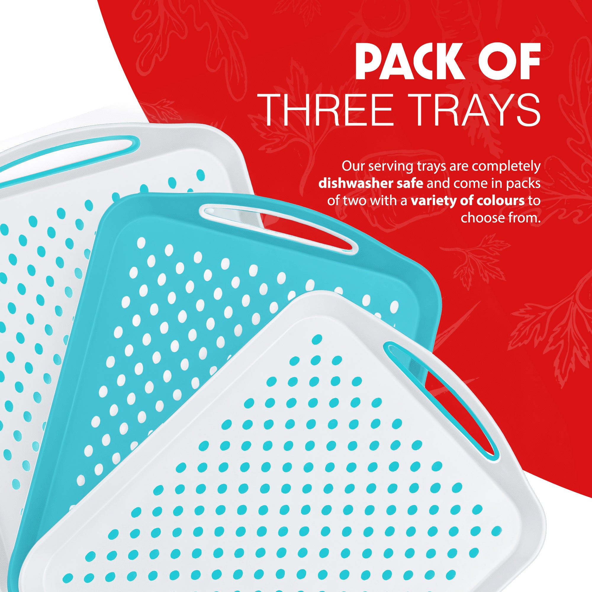 Essen 3-Pack Serving Tray Set – Non-Slip Lap Boards with Grip Handles, Ideal for Food Prep, Tea, Breakfast in Bed – Plastic Tray for Stable Dining – Dishwasher Safe