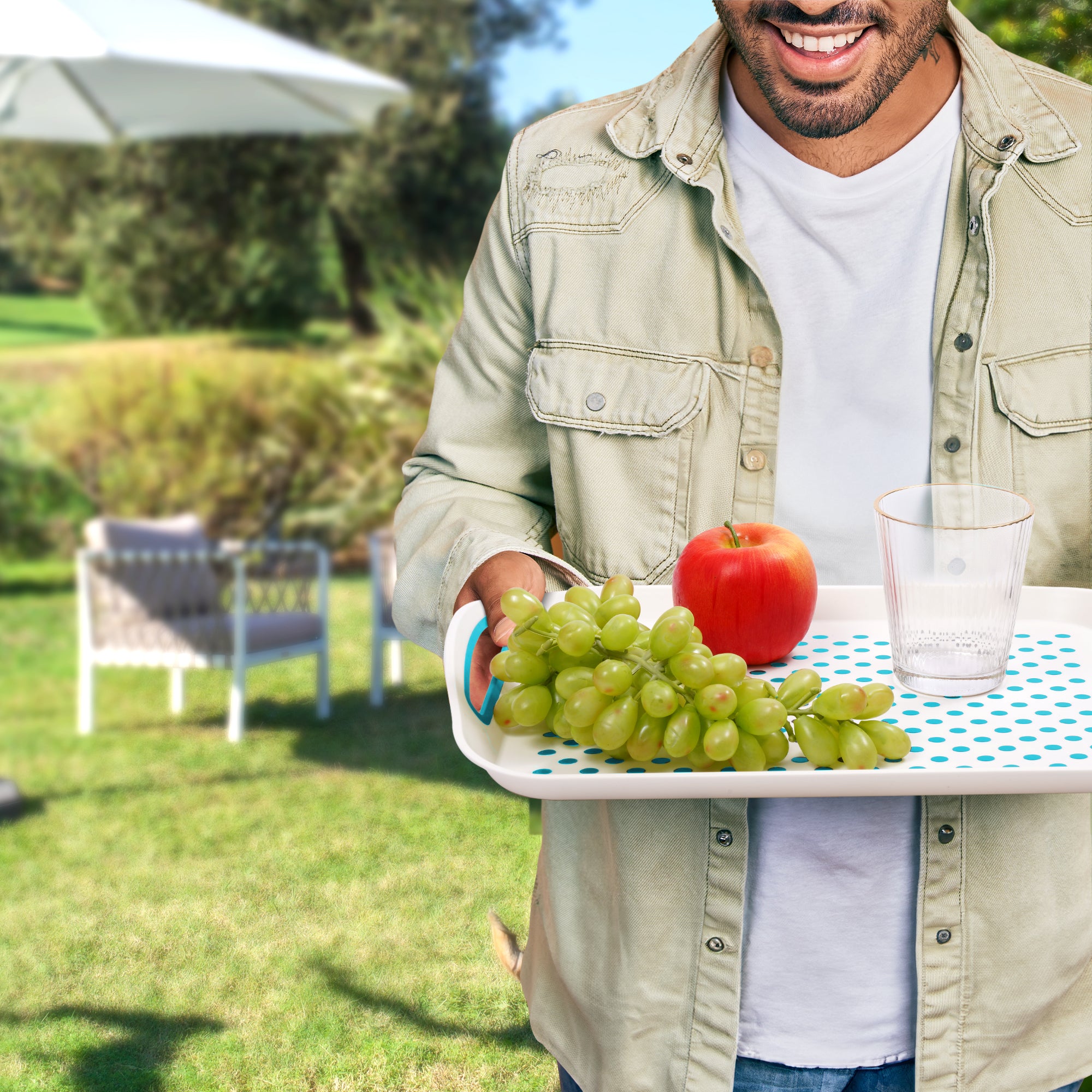 Essen 3-Pack Serving Tray Set – Non-Slip Lap Boards with Grip Handles, Ideal for Food Prep, Tea, Breakfast in Bed – Plastic Tray for Stable Dining – Dishwasher Safe