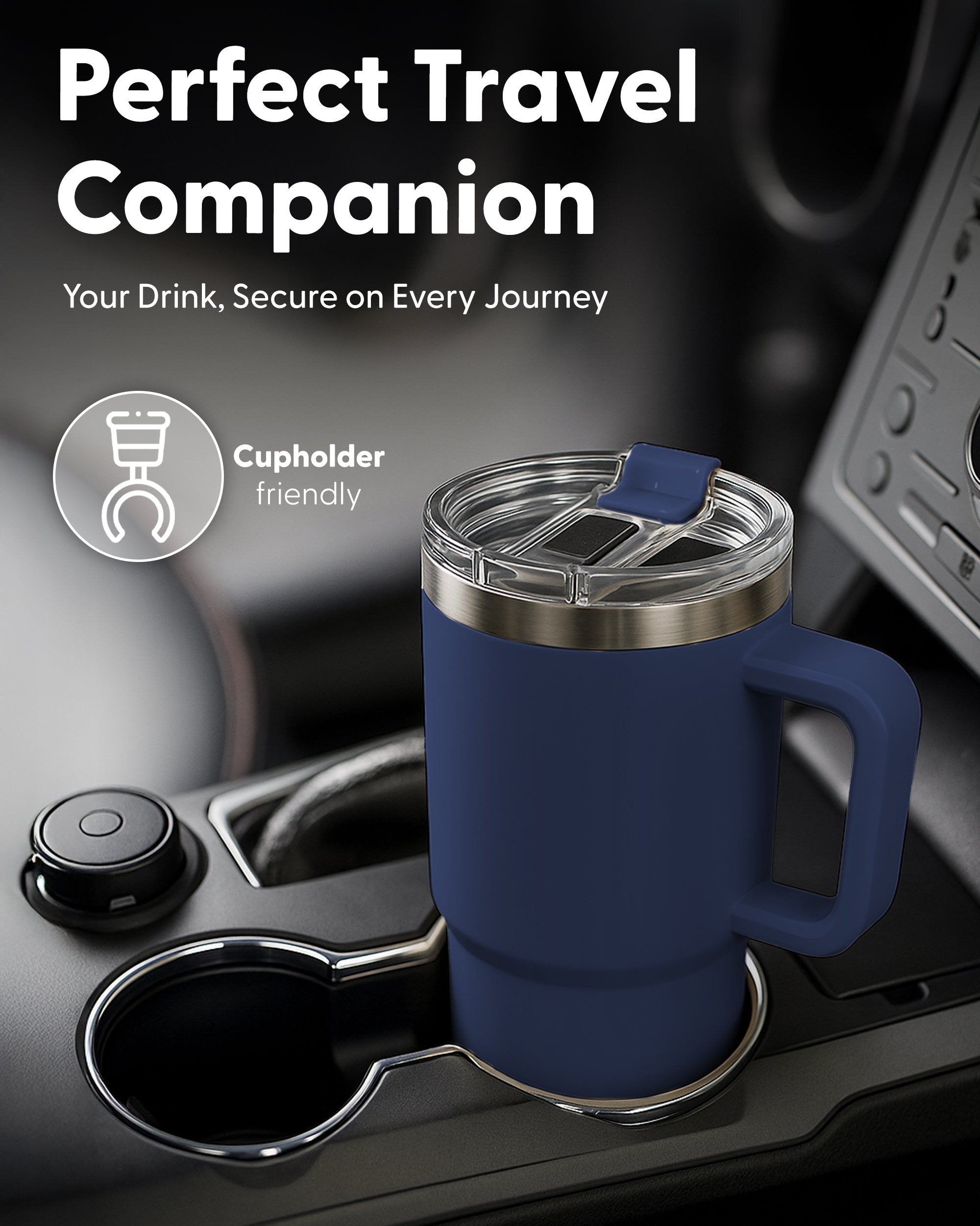 Keplin Tumbler 40 oz with Handle, Stainless Steel Vacuum Insulated Water Bottle with Straw and Lid, Cold for 29 Hours, Travel Mug, Thermal Flask, BPA Free