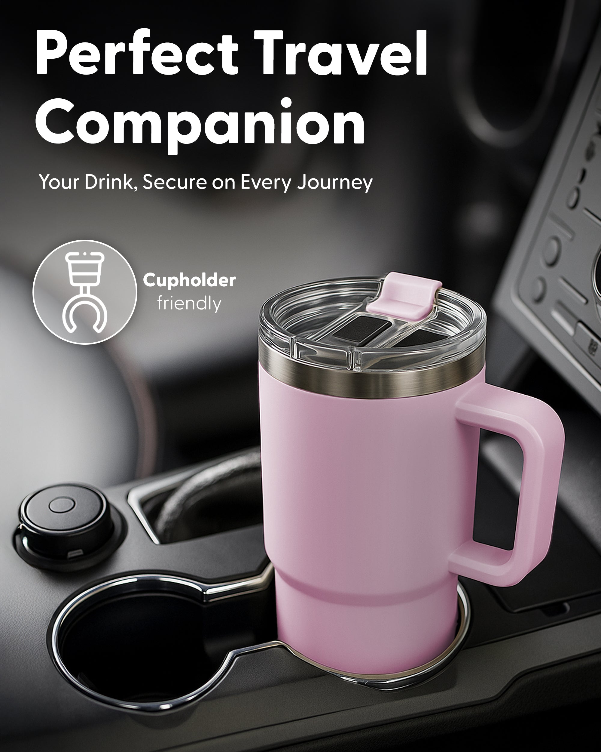 Keplin Tumbler 40 oz with Handle, Stainless Steel Vacuum Insulated Water Bottle with Straw and Lid, Cold for 29 Hours, Travel Mug, Thermal Flask, BPA Free