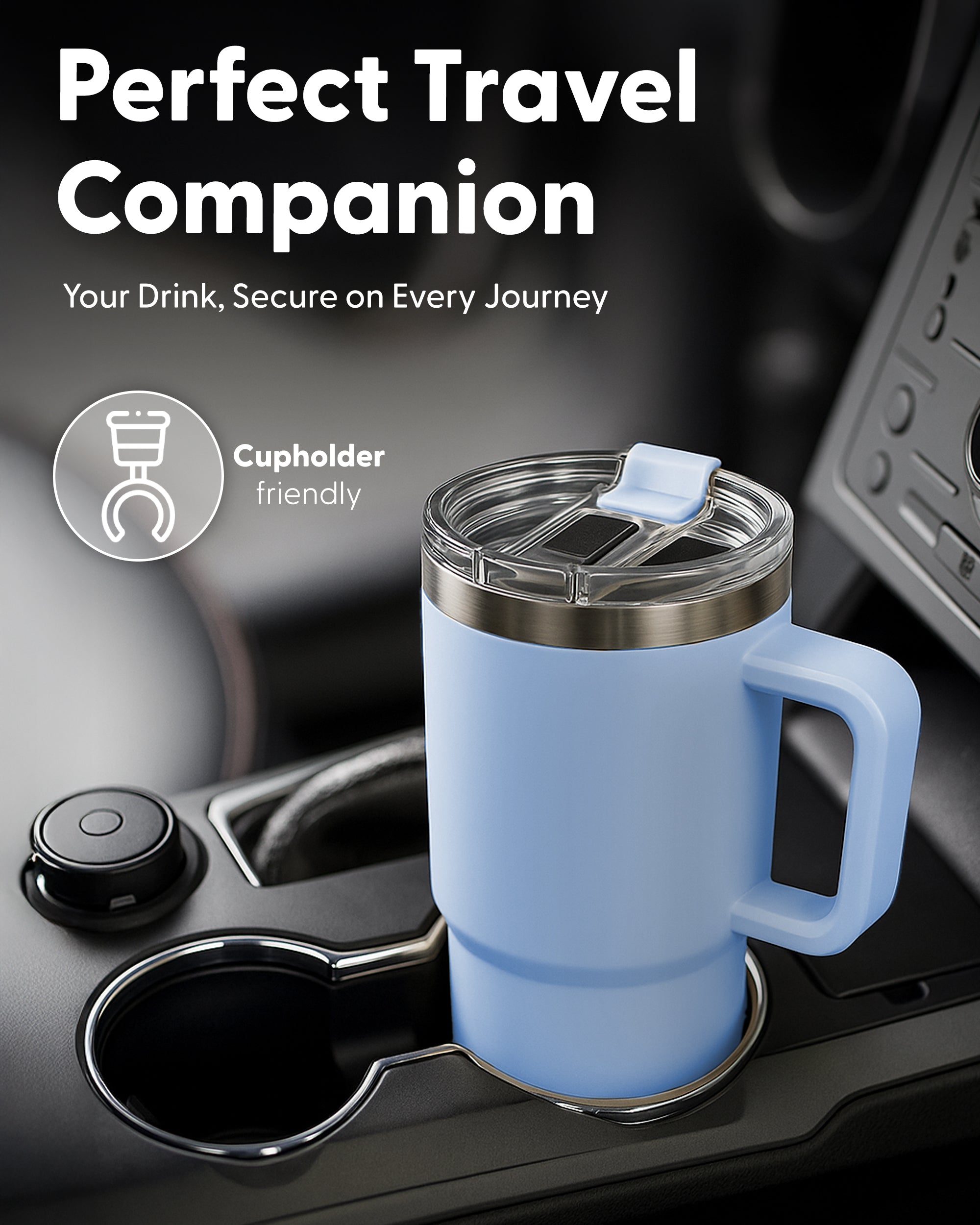 Keplin Tumbler 40 oz with Handle, Stainless Steel Vacuum Insulated Water Bottle with Straw and Lid, Cold for 29 Hours, Travel Mug, Thermal Flask, BPA Free