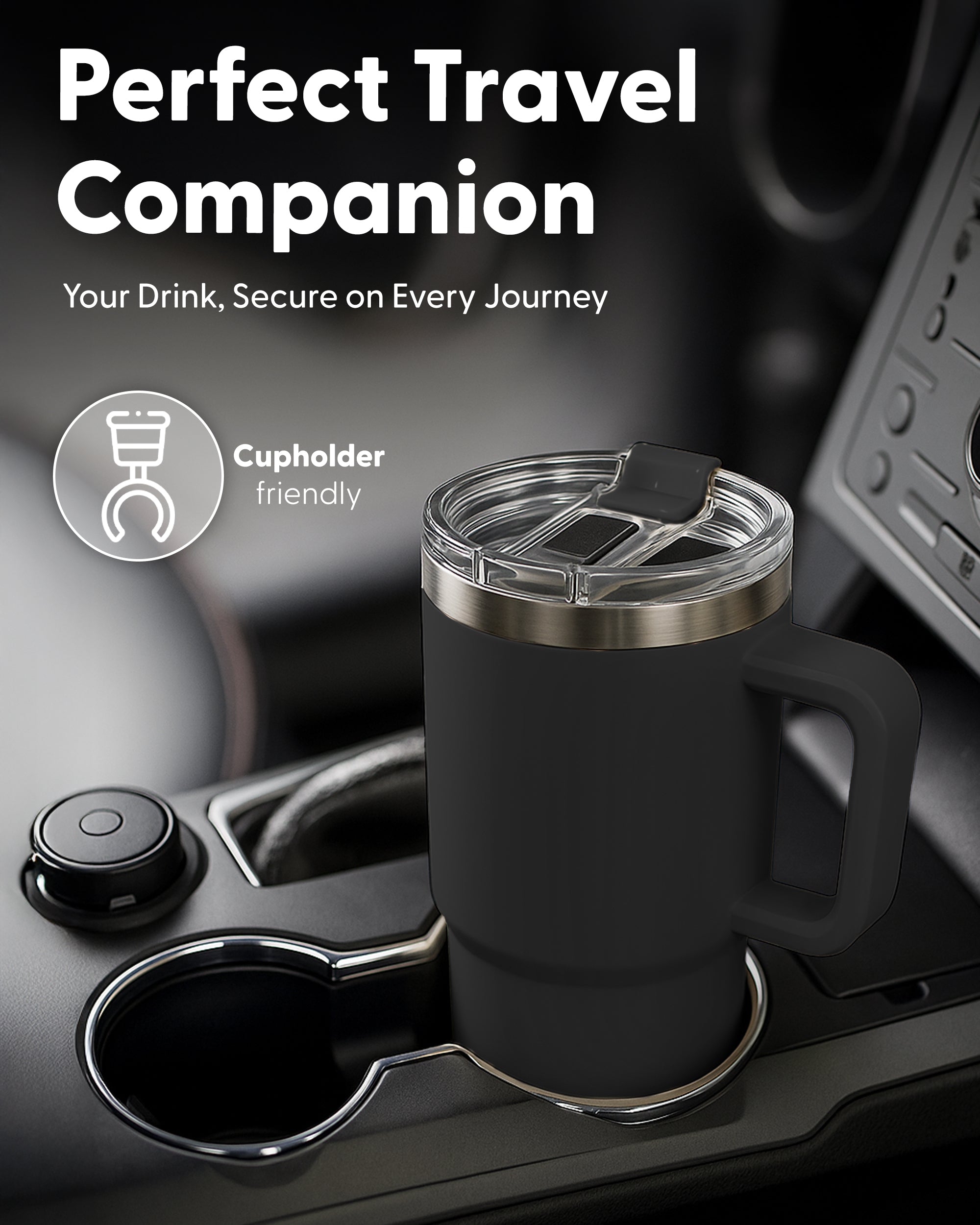 Keplin Tumbler 40 oz with Handle, Stainless Steel Vacuum Insulated Water Bottle with Straw and Lid, Cold for 29 Hours, Travel Mug, Thermal Flask, BPA Free