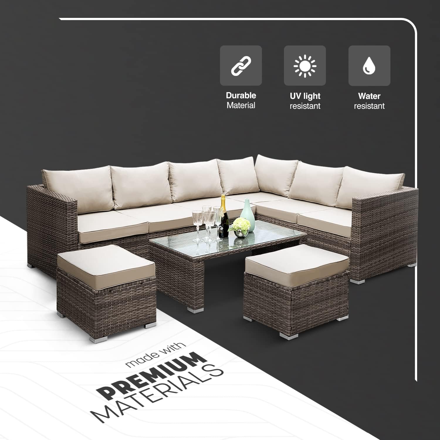 Rattan Garden Furniture - 8-Seater for Patio, Lawn & Conservatory - UK