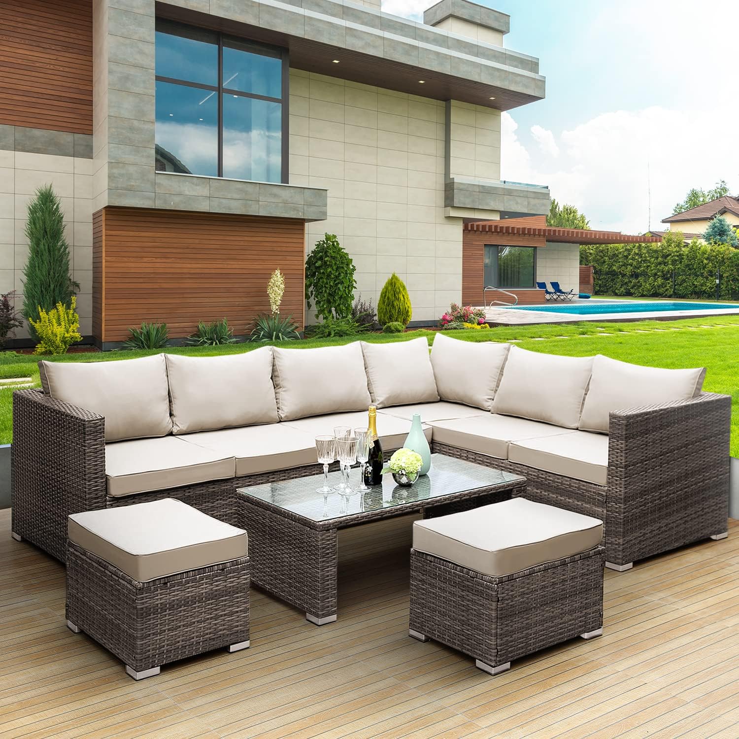 Rattan Garden Furniture - 8-Seater for Patio, Lawn & Conservatory - UK