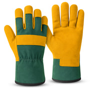 Cowhide Leather Gardening Gloves Yellow & Green