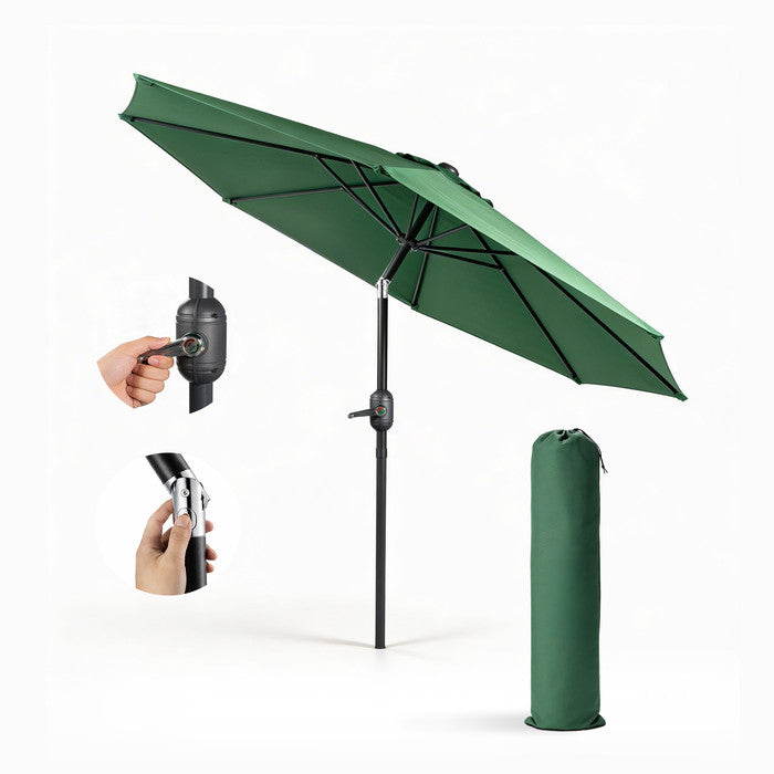 2m Tilting Garden Parasol with Cover - Compact Patio & Balcony Parasol