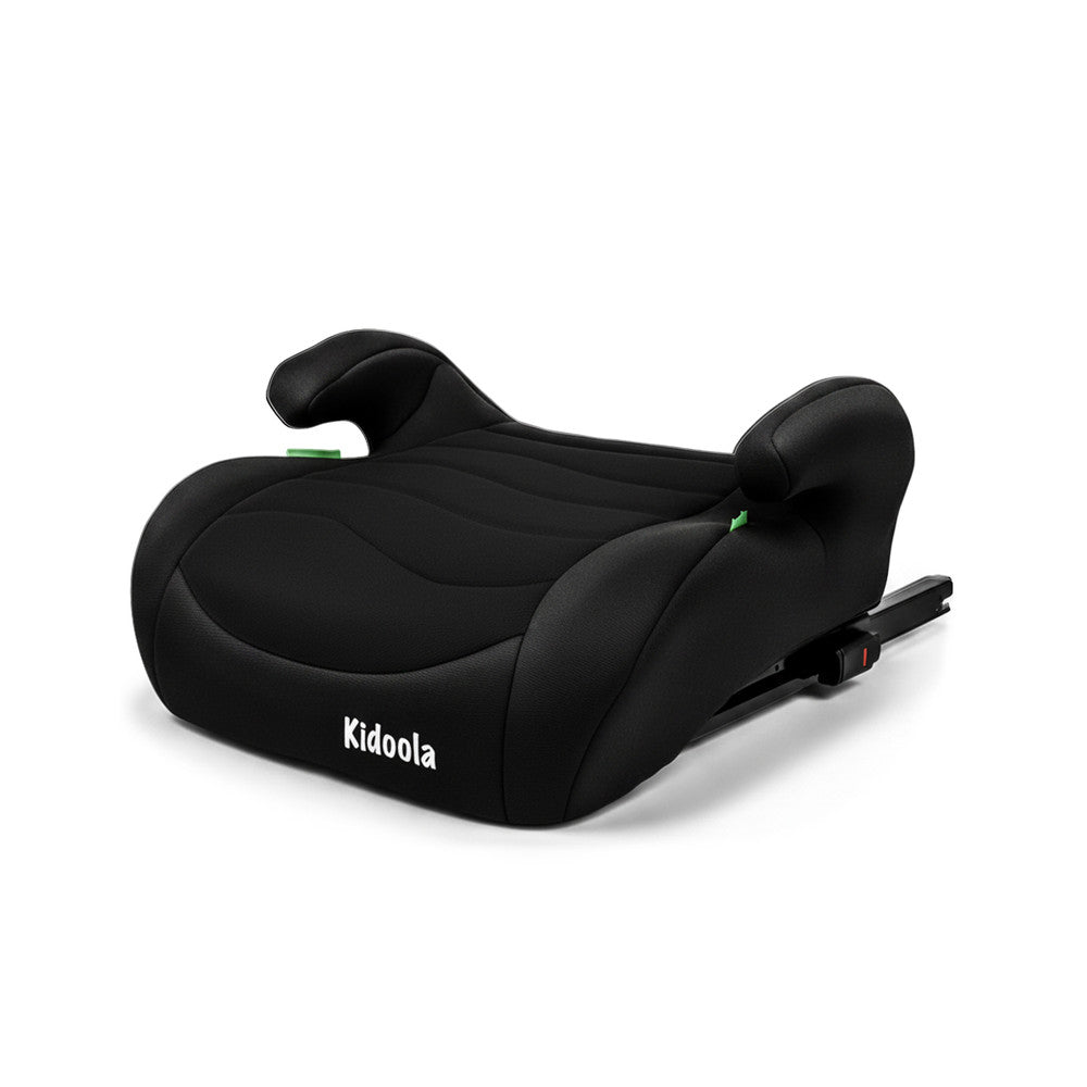 ISOFIX booster seat black side view – R129 certified backless car seat for older children 125–150cm