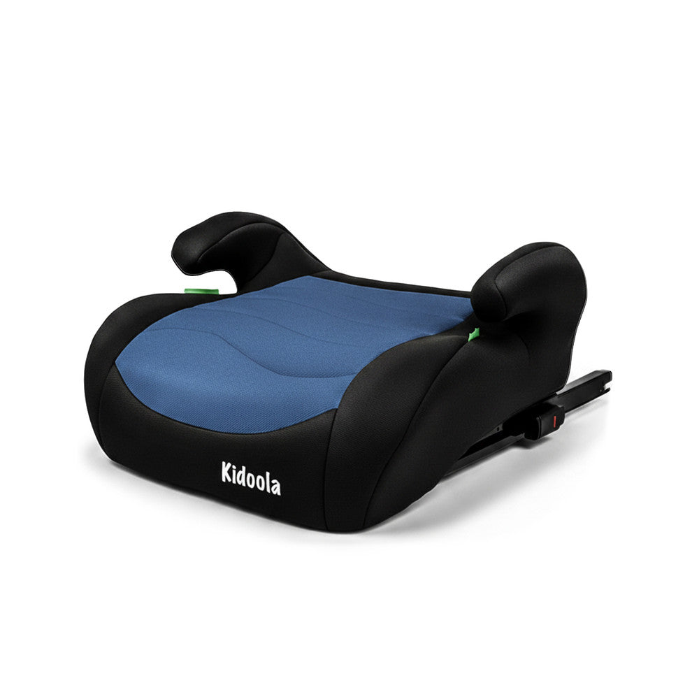 Blue backless booster seat front view – R129 certified ISOFIX car seat for older children