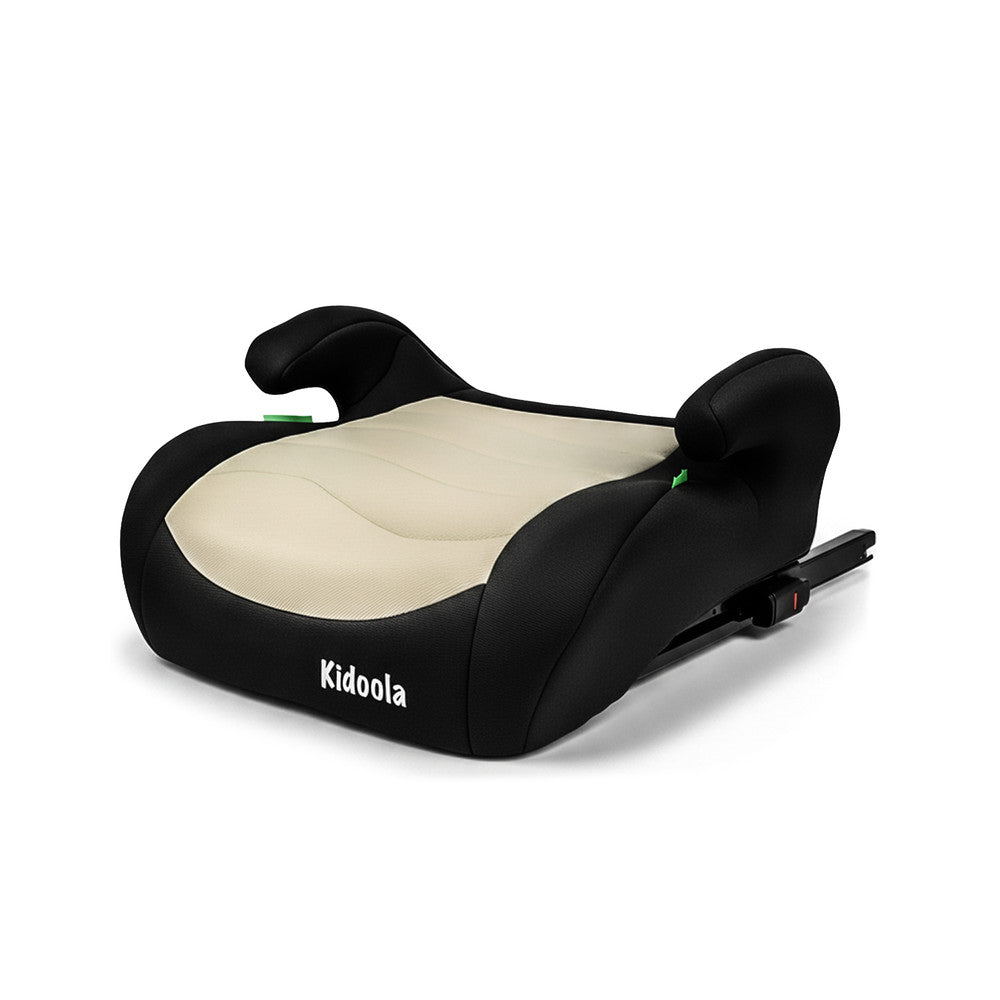 Cream grey backless booster seat front – R129 ISOFIX car seat for older children, neutral colour