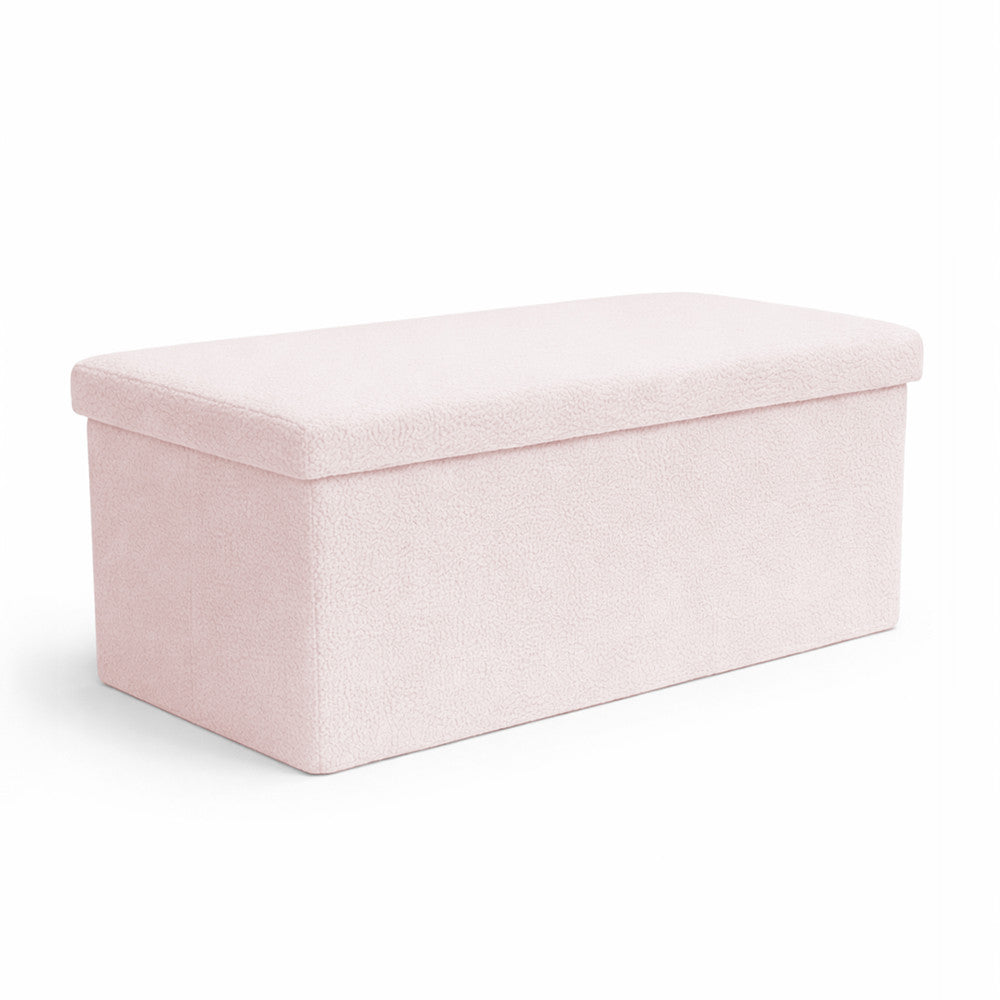 KEPLIN Storage Ottoman Bench 76×38×38 cm – Large 90 L Hidden Storage, Rapid Fold‐Flat Design, 150kg Load Capacity, Tufted Teddy Fabric Finish – Ideal for Hallway, Bedroom, Living Room