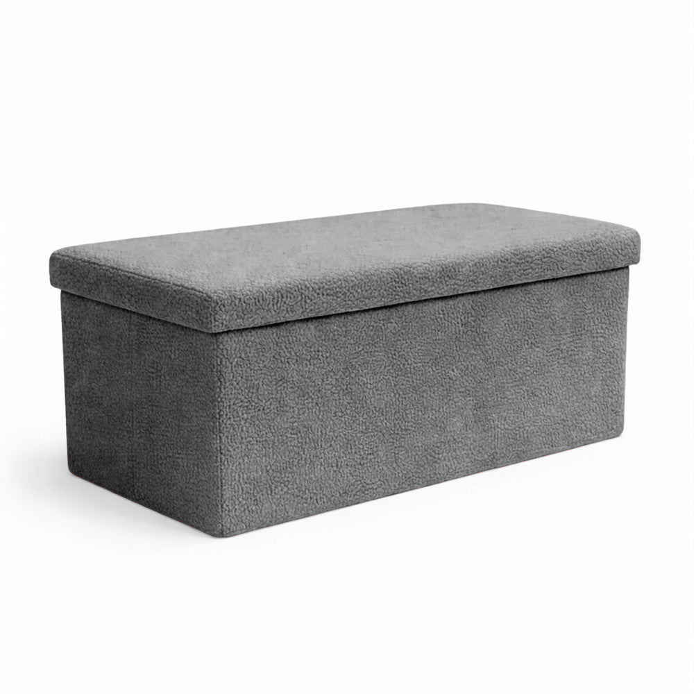 KEPLIN Storage Ottoman Bench 76×38×38 cm – Large 90 L Hidden Storage, Rapid Fold‐Flat Design, 150kg Load Capacity, Tufted Teddy Fabric Finish – Ideal for Hallway, Bedroom, Living Room