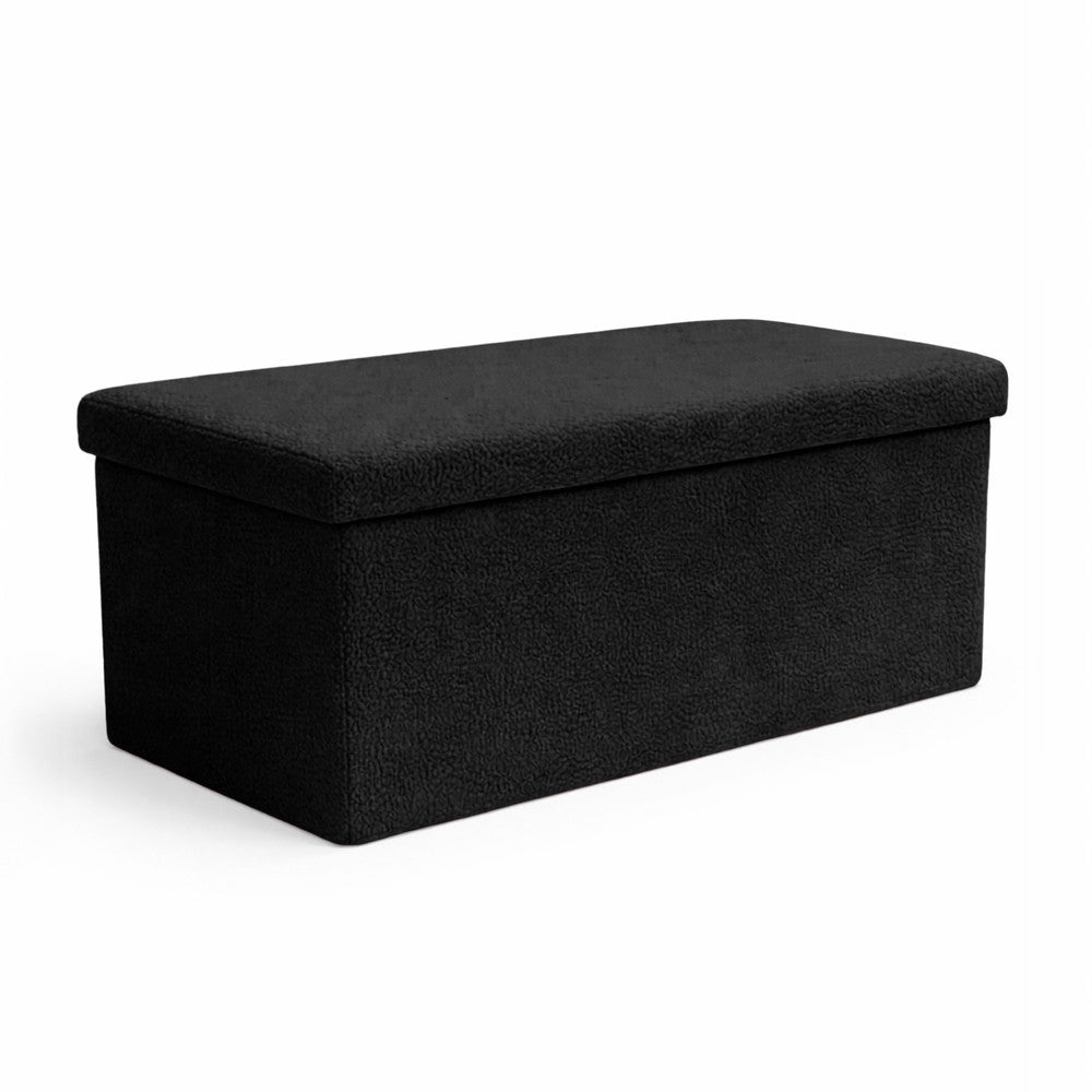 KEPLIN Storage Ottoman Bench 76×38×38 cm – Large 90 L Hidden Storage, Rapid Fold‐Flat Design, 150kg Load Capacity, Tufted Teddy Fabric Finish – Ideal for Hallway, Bedroom, Living Room