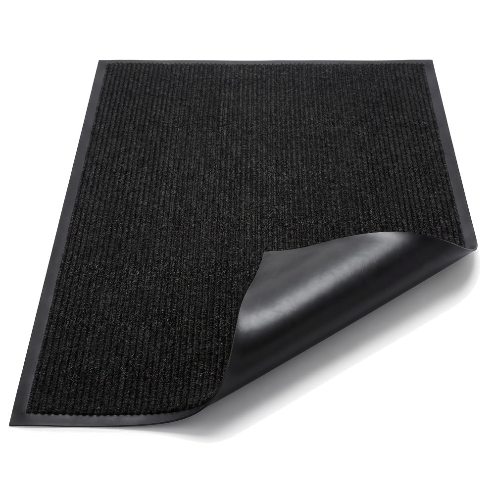 Black ribbed dirt trapper door mat 50 x 80cm with non-slip PVC backing – Barrier Mat UK