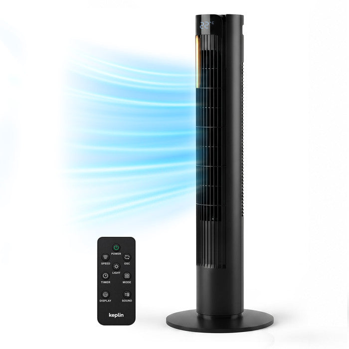 36-inch Black Tower Fan with Remote Control – Tall Oscillating Cooling Fan UK