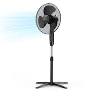 16 inch black oscillating pedestal fan with 3-blade guard and cross base – Kepli