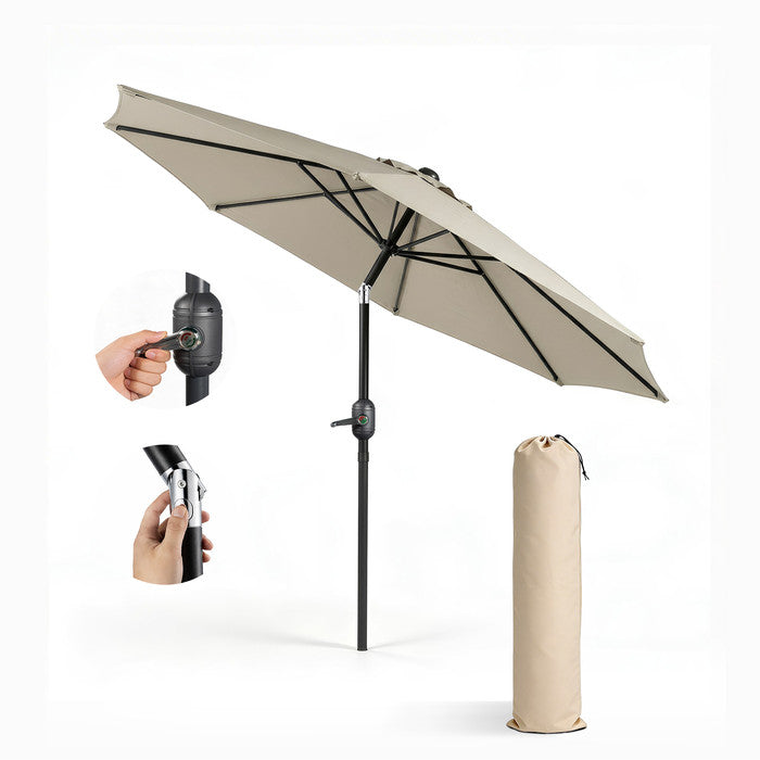 2m Tilting Garden Parasol with Cover - Compact Patio & Balcony Parasol