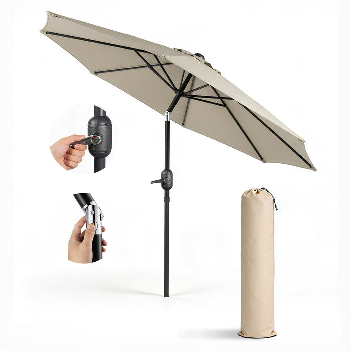 2.7m Tilting Garden Parasol with Cover - Crank & UV Protection