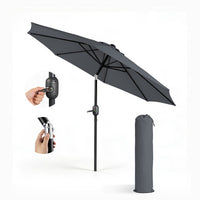 2m Tilting Garden Parasol with Cover - Compact Patio & Balcony Parasol