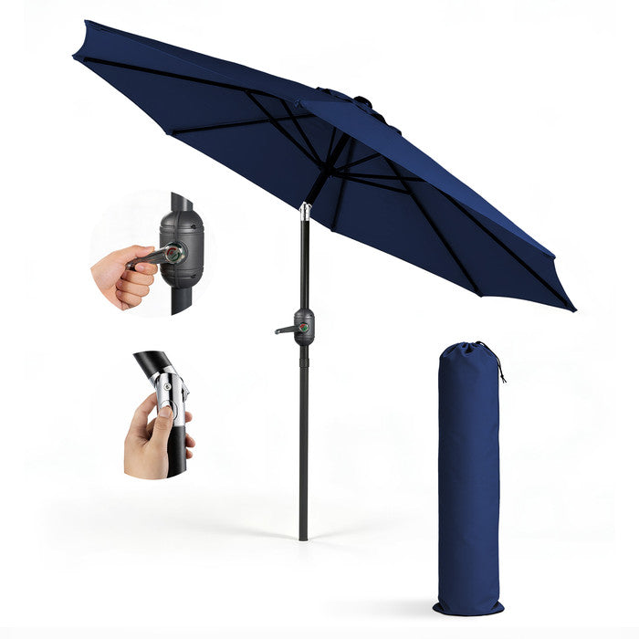 2.7m Tilting Garden Parasol with Cover - Crank & UV Protection