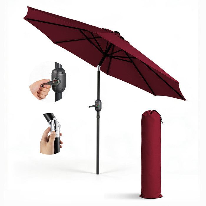 2.7m Tilting Garden Parasol with Cover - Crank & UV Protection