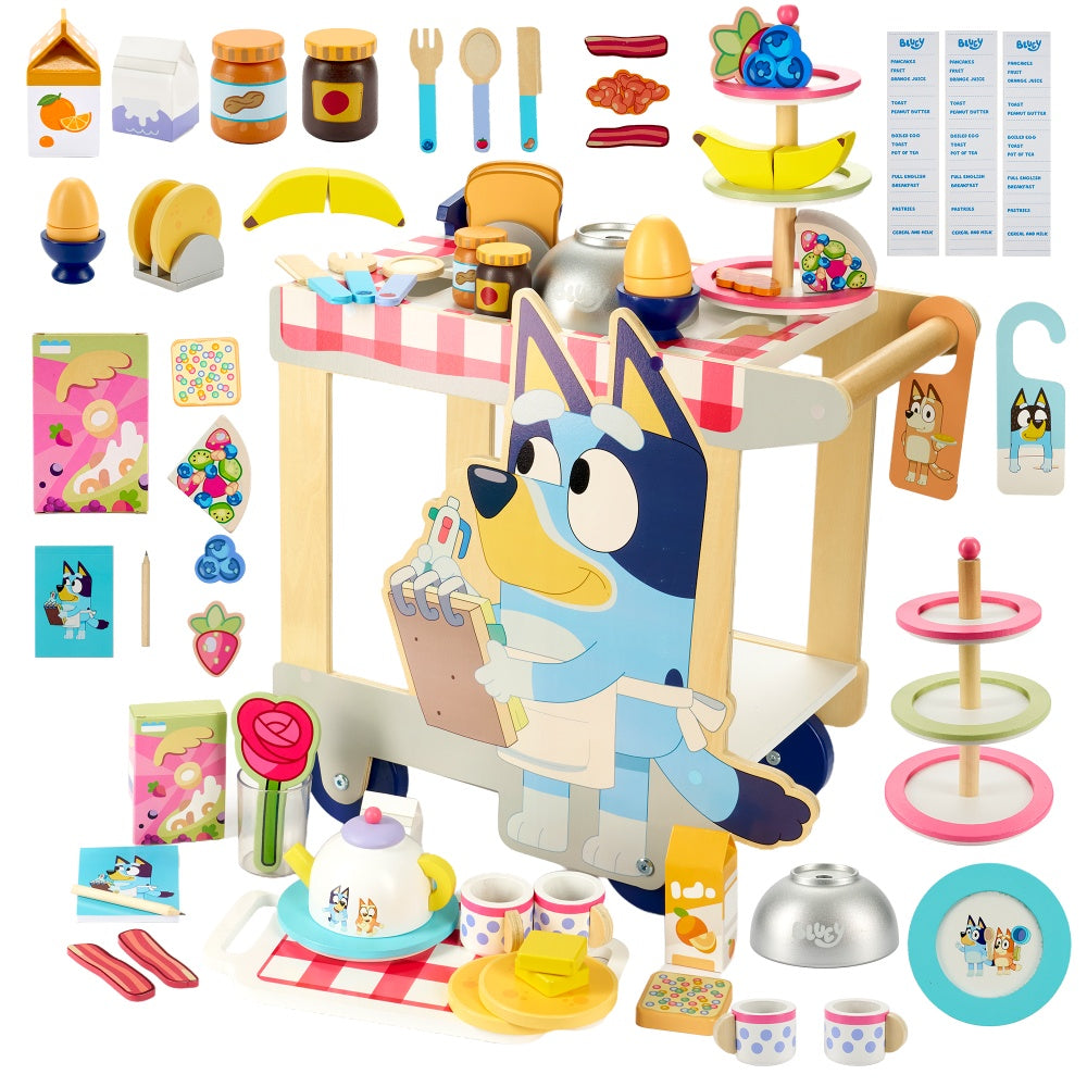 Bluey Breakfast Trolley – 35-Piece Wooden Roleplay Set