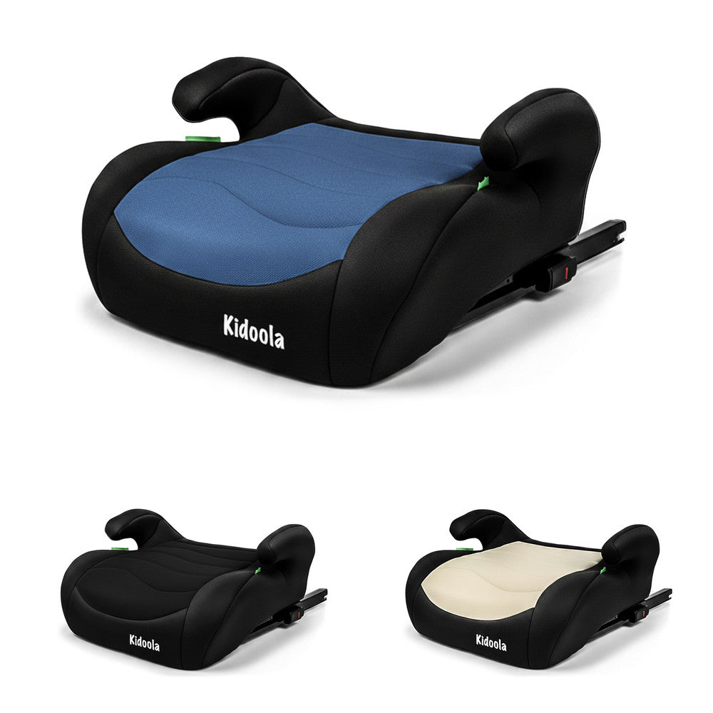 Blue ISOFIX booster seat i-Size R129 – forward-facing backless car seat for children 125–150cm