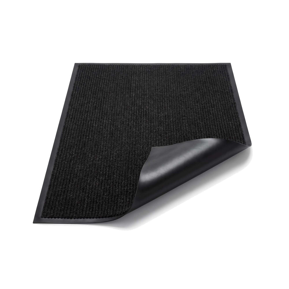 Black ribbed dirt trapper door mat 40 x 60cm with non-slip PVC back – Small Barrier Mat UK