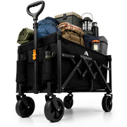 Voyager 70L foldable camping trolley loaded with gear – 100kg capacity all-terrain wheels