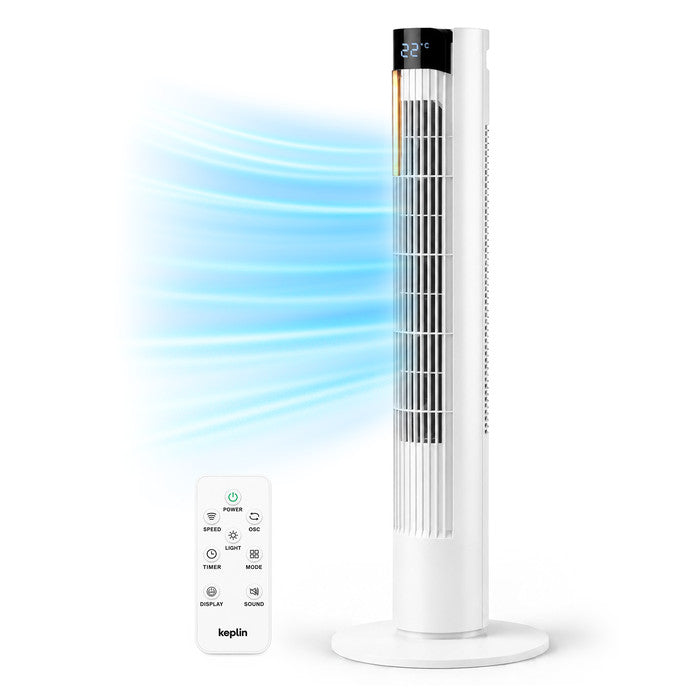 Keplin 36-inch White Tower Fan with Remote Control