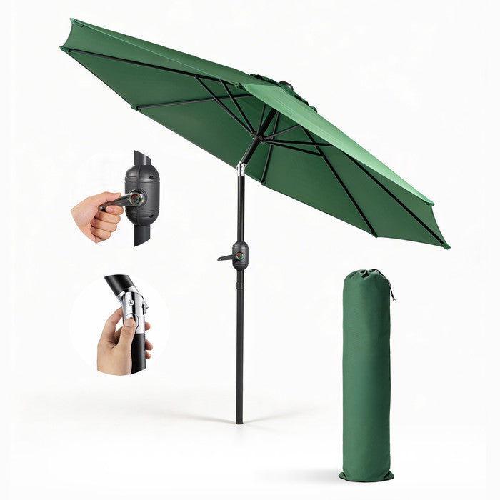 2.7m Tilting Garden Parasol with Cover - Crank & UV Protection