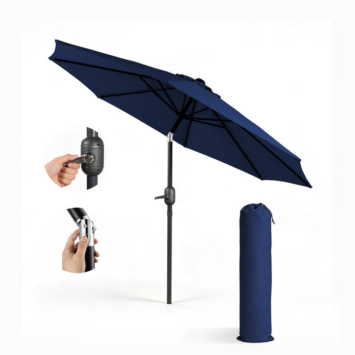 2m Tilting Garden Parasol with Cover - Compact Patio & Balcony Parasol