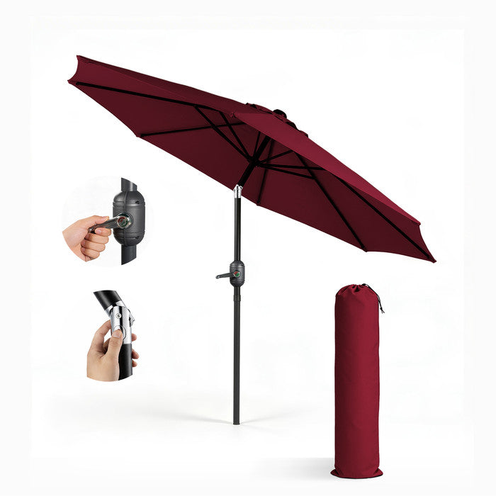 2m Tilting Garden Parasol with Cover - Compact Patio & Balcony Parasol