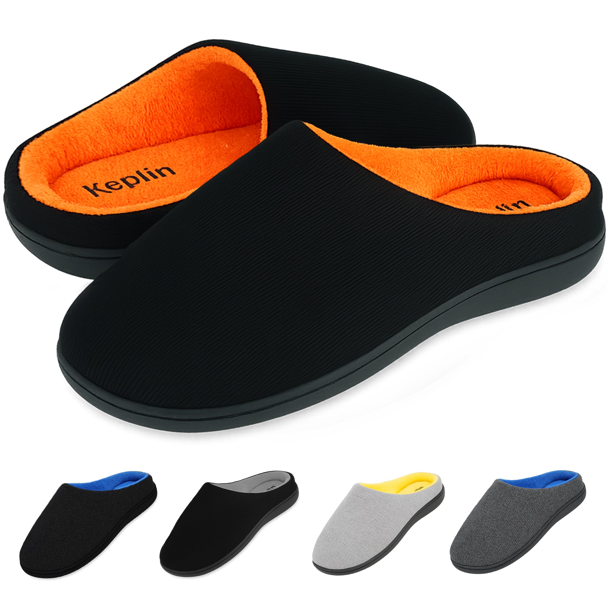 KEPLIN Men’s Memory Foam Slippers – Comfortable Indoor House Shoes for Men with Plush Cushioning, Anti-Slip Rubber Soles, Lightweight Design