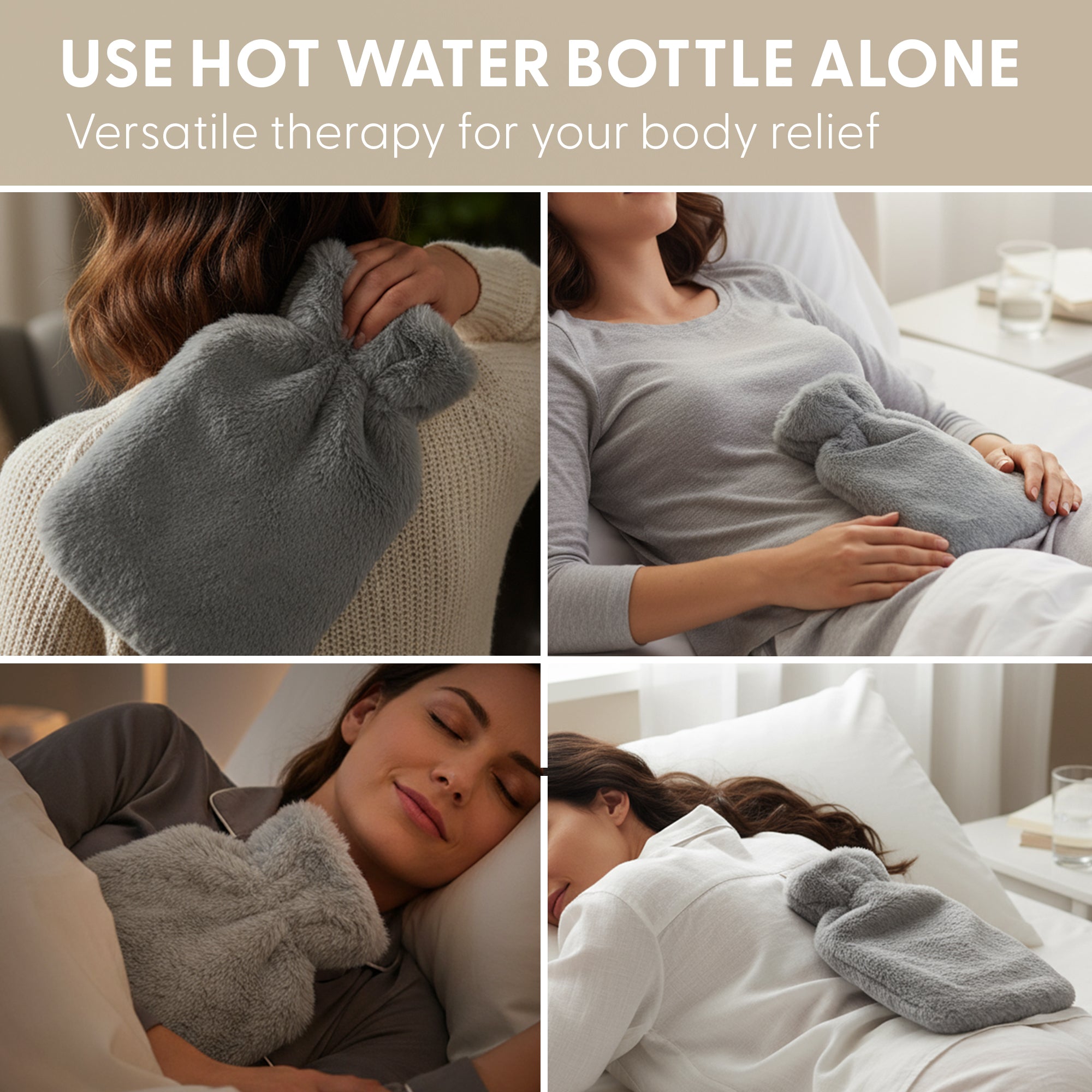 KEPLIN Hot Water Bottle Belt with Plush Waist Cover - 2L Premium Natural Rubber Hot Water Bag for Cramps & Muscle Relaxation - Safe, Durable, Long-Lasting Heat Therapy