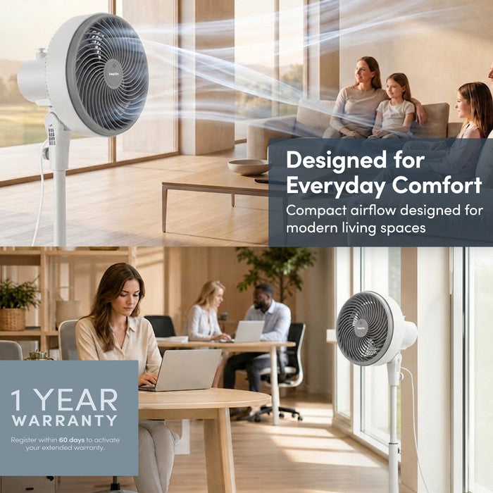 10 inch white pedestal fan for home and office use – includes 1 year warranty
