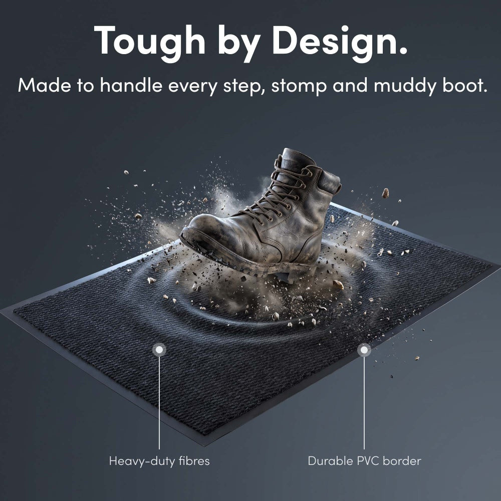 Boot stomping on heavy-duty fibres with durable PVC border – Heavy Duty Door Mat