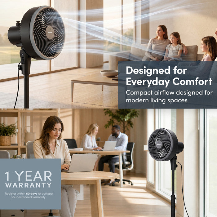 10 inch black pedestal fan for home and office use – includes 1 year warranty