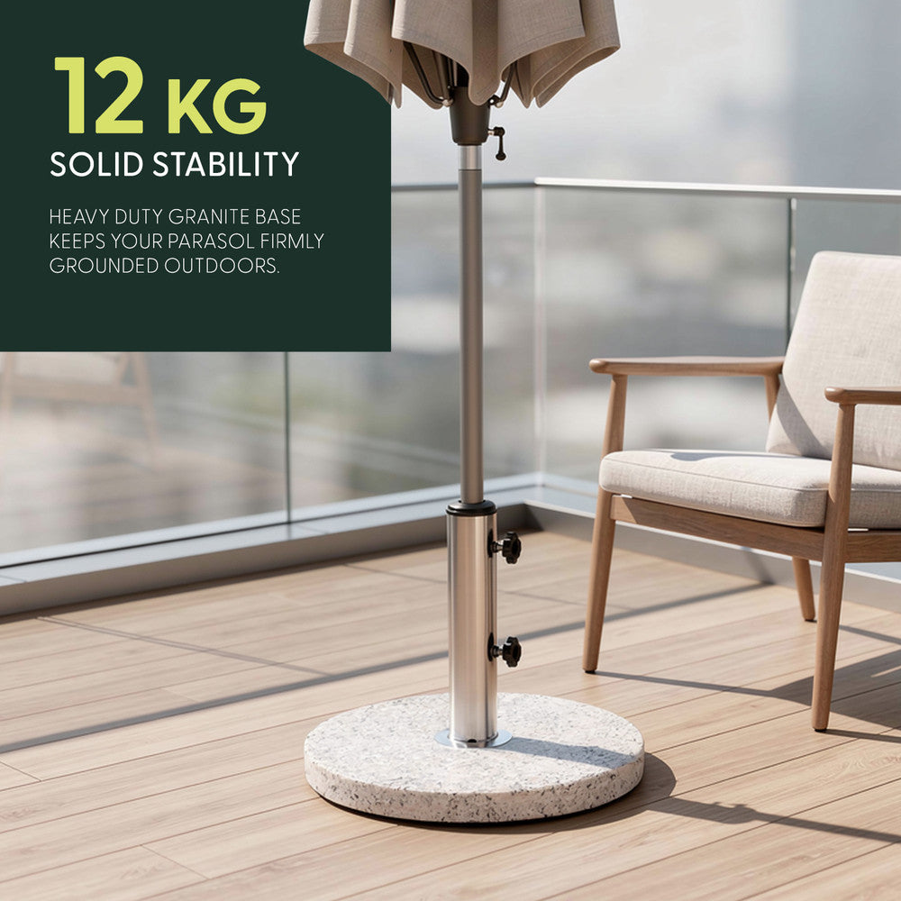 12kg Granite Parasol Base Weight – Heavy Duty Stable Outdoor Patio Stand UK