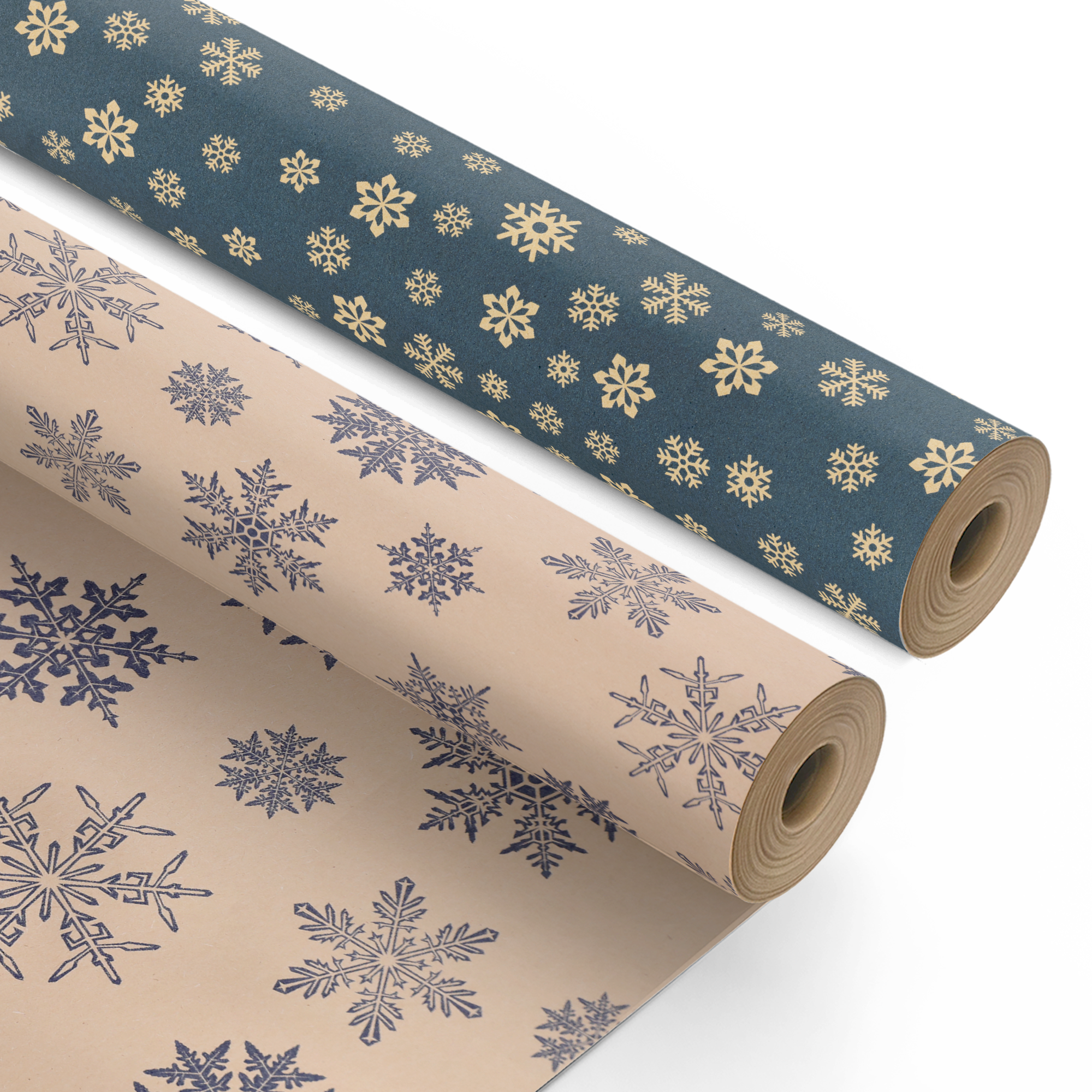 Kraft & Co 2 Pack Christmas Wrapping Paper Roll - Festive Designed Recyclable Kraft Paper, Perfect for Holiday Gifts, Arts & Crafts-Wrapping for a Merry Christmas (44.5cm x 25m)