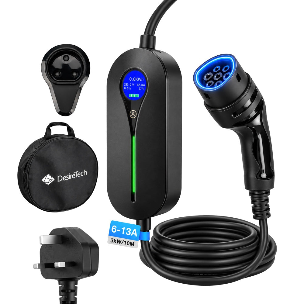 Desiretech EV Charger Cable Type 2 to 3 Pin Plug