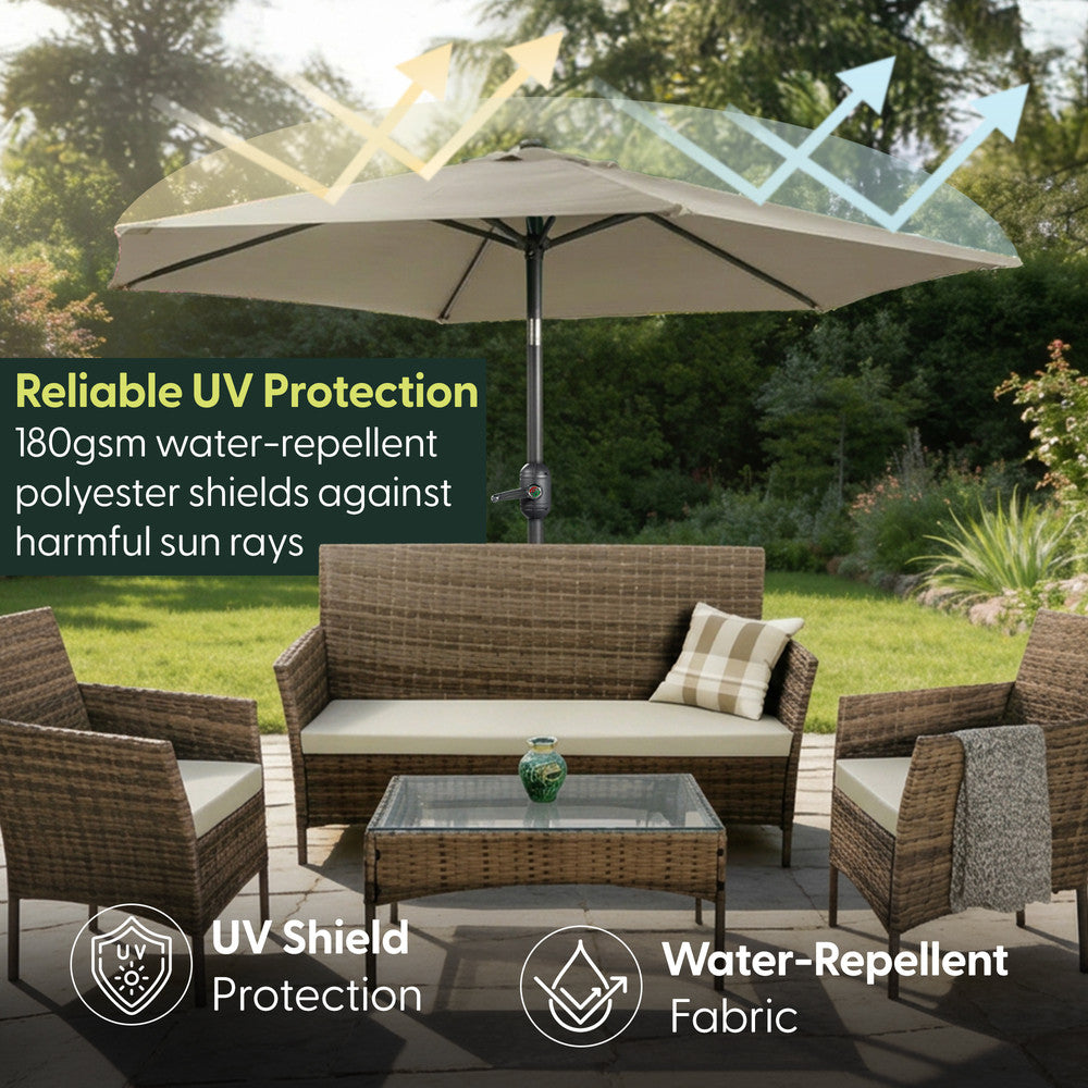 Keplin - Tilting Garden Parasol with Cover - 2.7m / 6 Ribs / 180gsm – image 14
