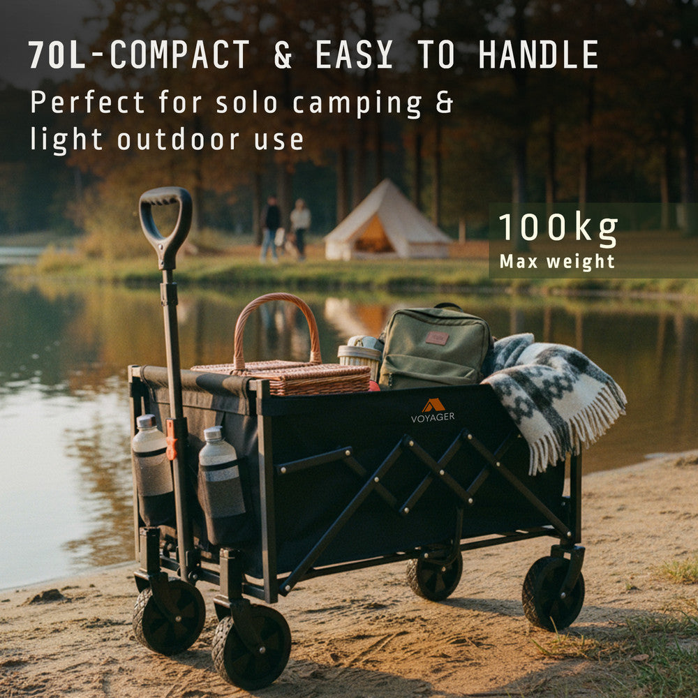 Lightweight camping trolley 70L with 600D Oxford fabric – waterproof and tear-resistant outdoor utility cart
