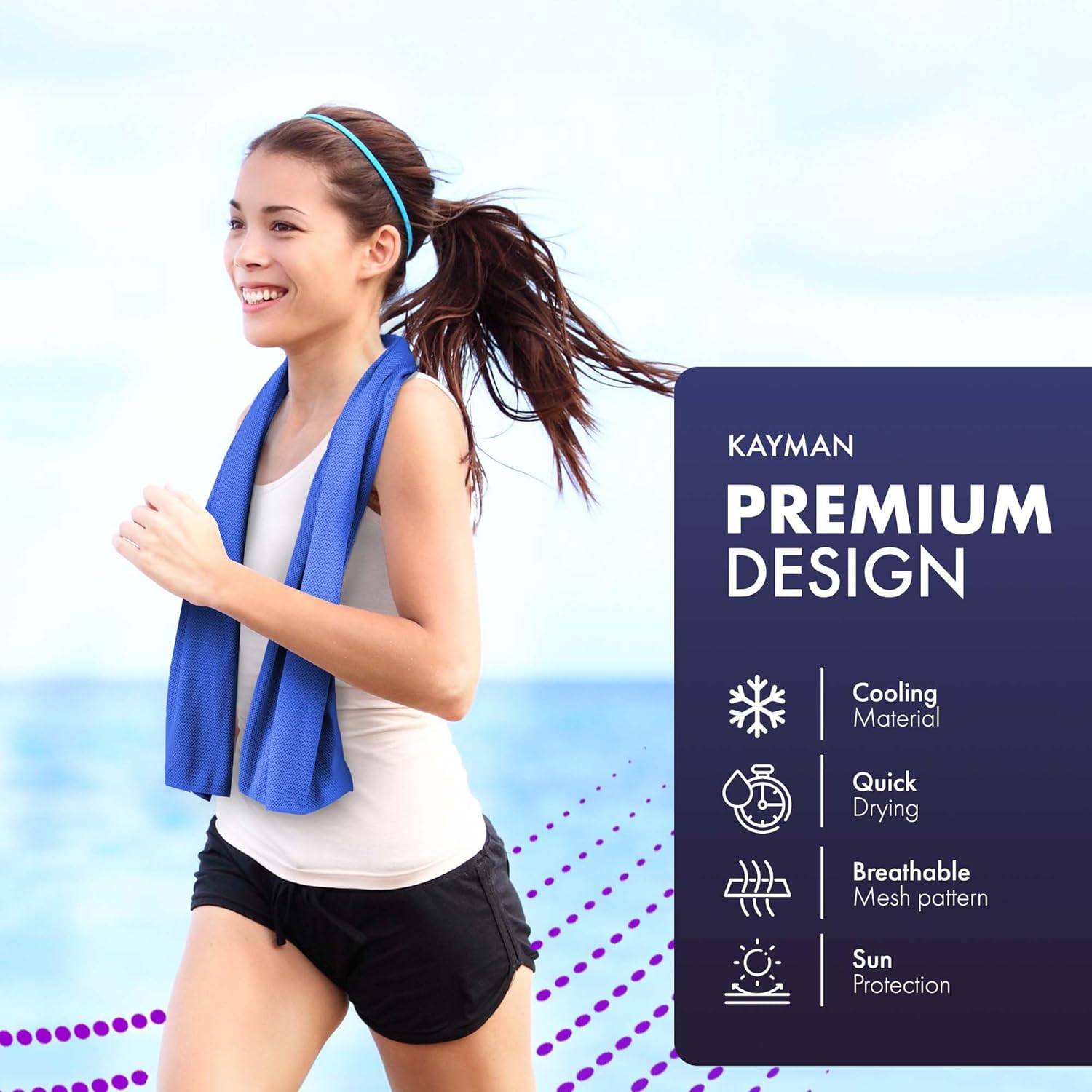 KAYMAN Cooling Gym Towel 2-Pack: Light Blue Microfiber (120x35cm) - Quick-Dry, Soft & Breathable Towel for Yoga, Golf, Running, Hiking & Workout – image 9