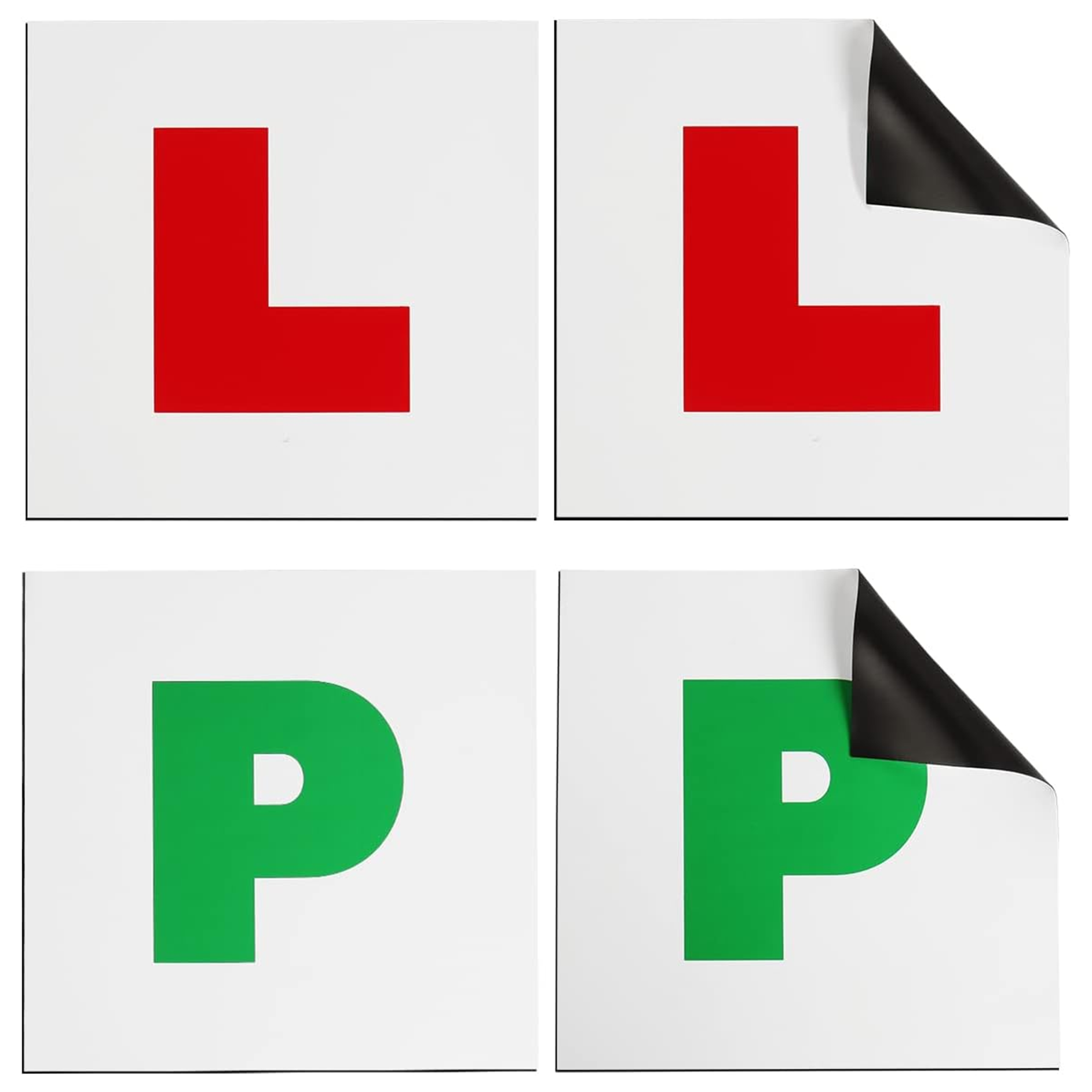 KEPLIN Magnetic L & P Plates for Car - 4 Pack, 2 L Plates & 2 P Plates | Motorcycle & Car Accessories for New Drivers, Learner & Passed, Highway Code UK Road Legal | Thick & Extra Strong Hold