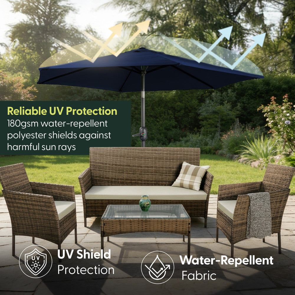 2.3m Tilting Garden Parasol with Cover for 4 Seater Tables