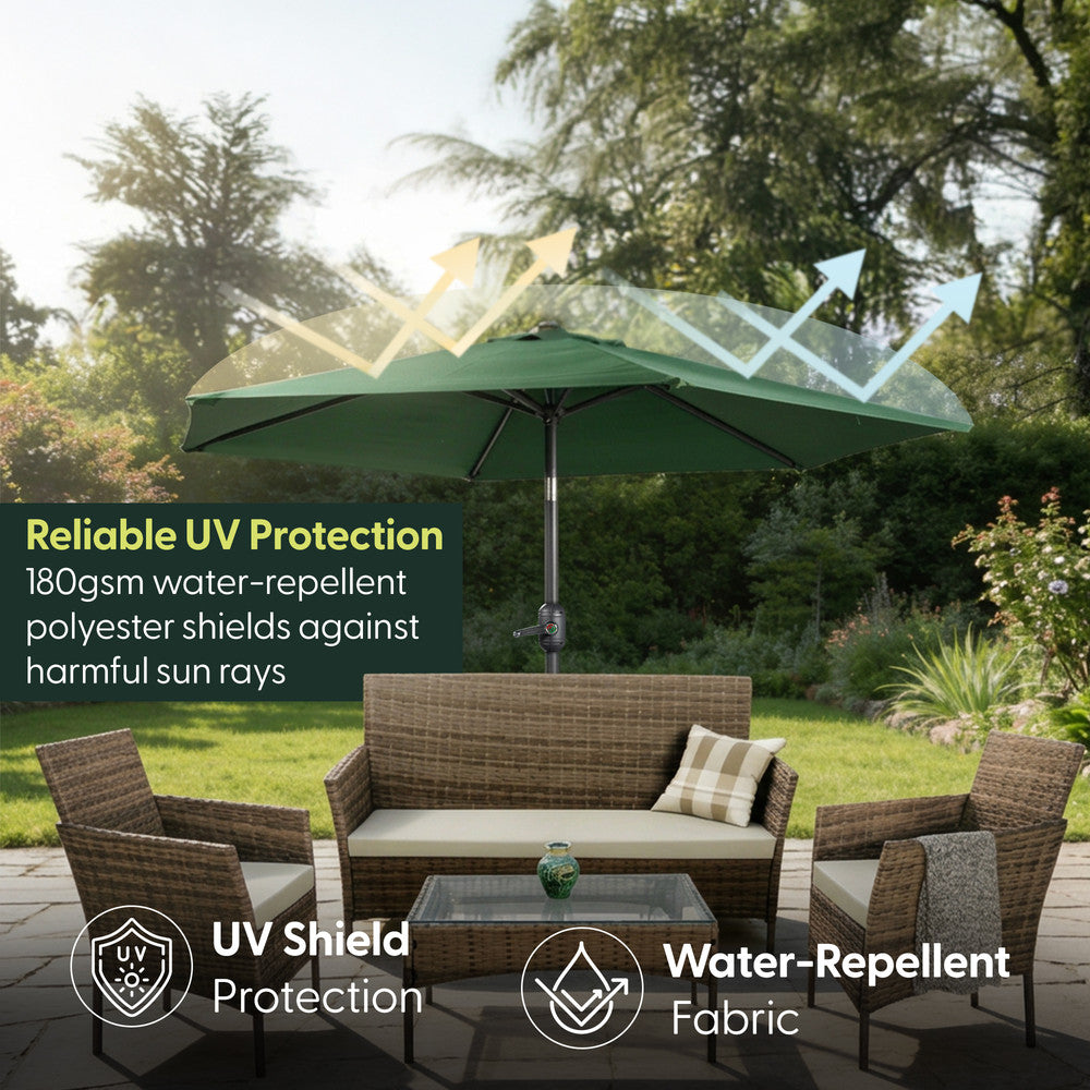 Keplin - Tilting Garden Parasol with Cover - 2m / 6 Ribs / 180gsm – image 26