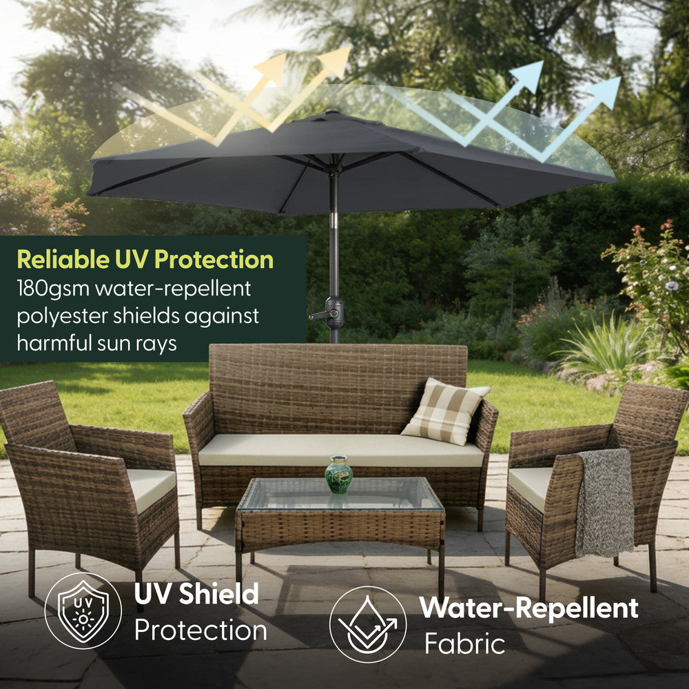 Keplin - Tilting Garden Parasol with Cover - 2.3m / 6 Ribs / 180gsm – image 2