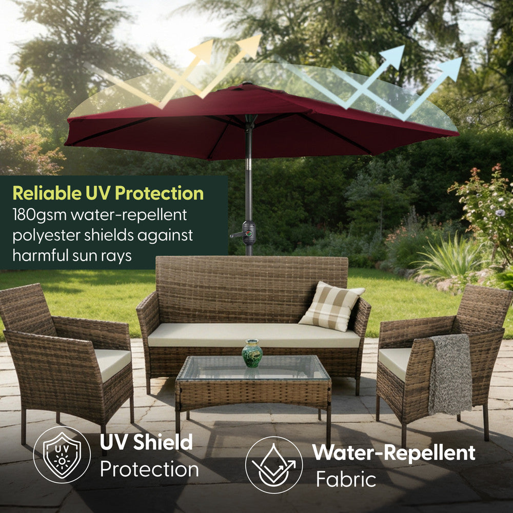 2.3m Tilting Garden Parasol with Cover for 4 Seater Tables