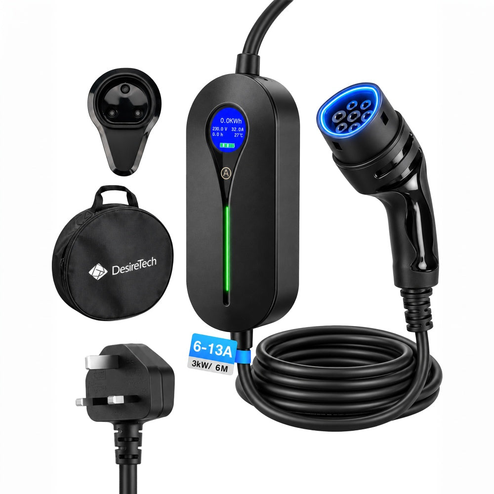 Desiretech EV Charger Cable Type 2 to 3 Pin Plug